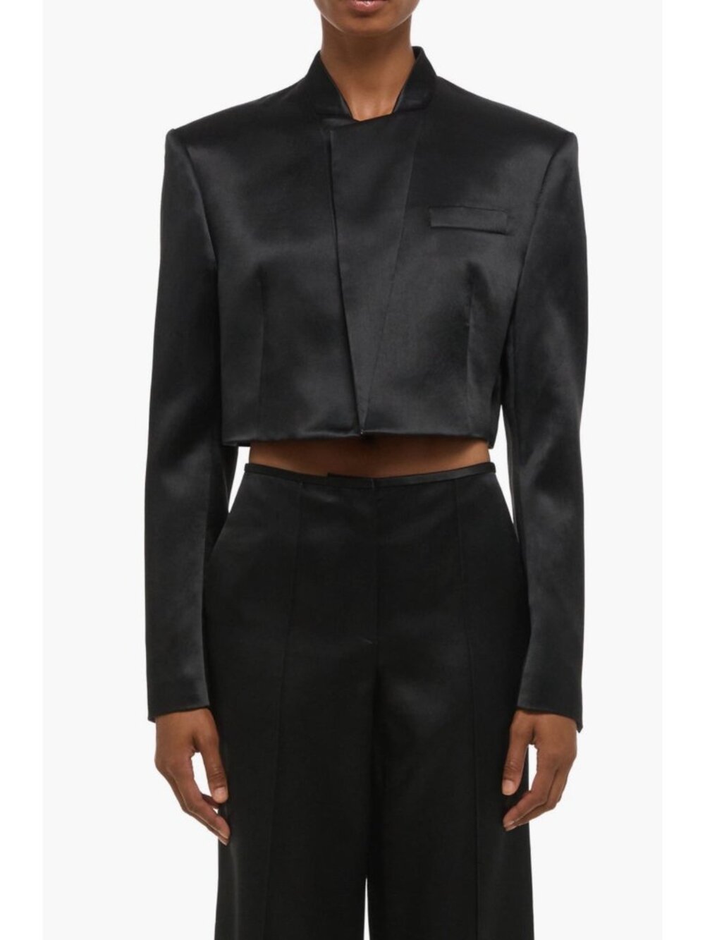 Helmut Lang crop black satin blazer size 2